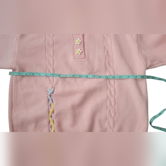 Chouyatou Cute Flower Sweater long Sleeve Collared Cable Knit size M - Picture 5 of 6